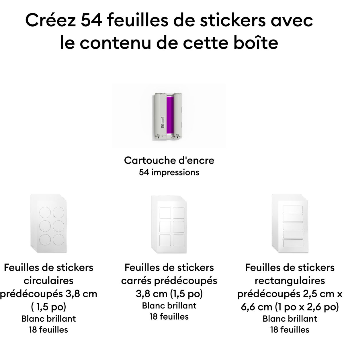 Accessoire Stickers LT 18 rect +18ronds+ 2 encres couleur unique, CRICUT