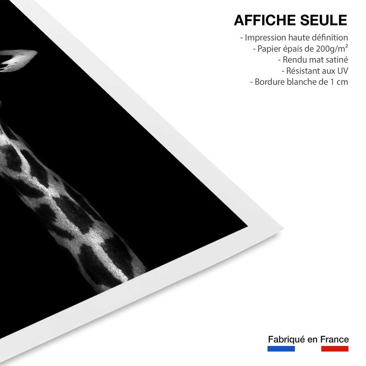 Affiche girafe haute en portrait affiche seule, HEXOA