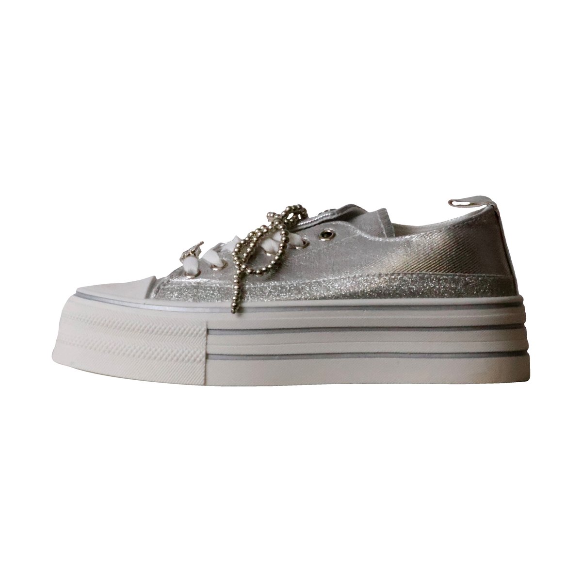 Basket à Lacets argent, ENZA NUCCI