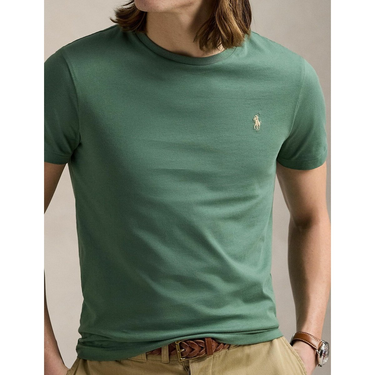 Custom Slim Fit Crew Neck T-Shirt beige, POLO RALPH LAUREN