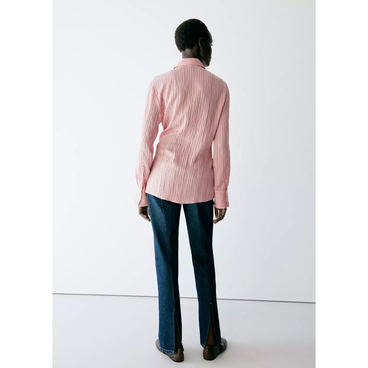 Chemise à rayures détail nœud rose pastel, MANGO