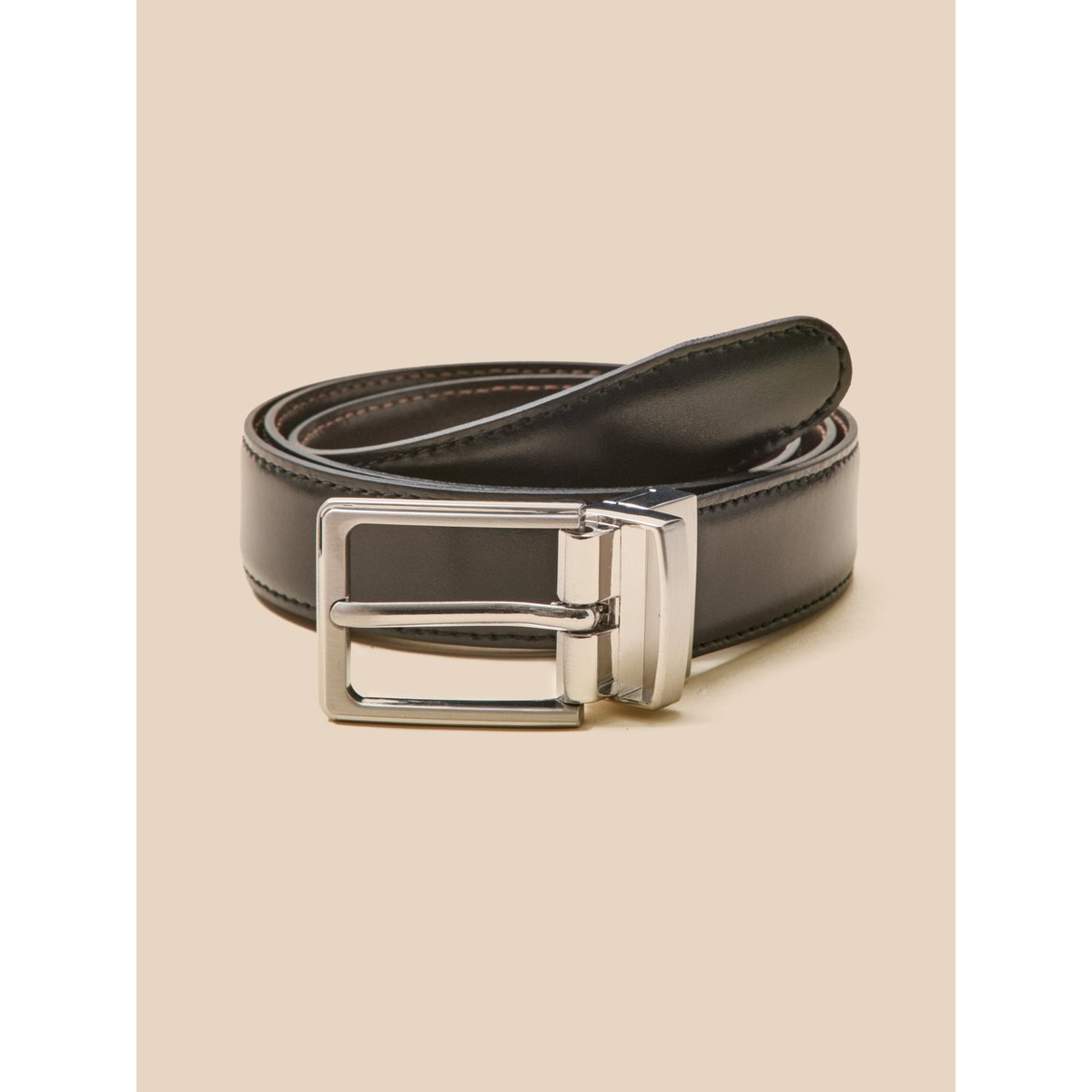 Ceinture cuir réversible noir, CYRILLUS