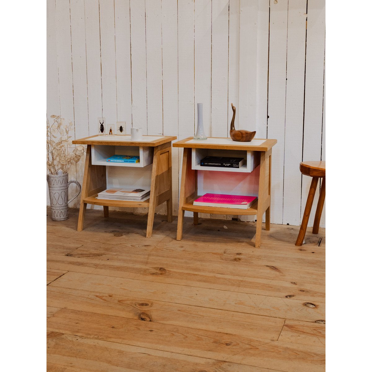Paire de tables de chevet en bois Maïa N°1471 - Bon état bois clair, DEBONGOUT