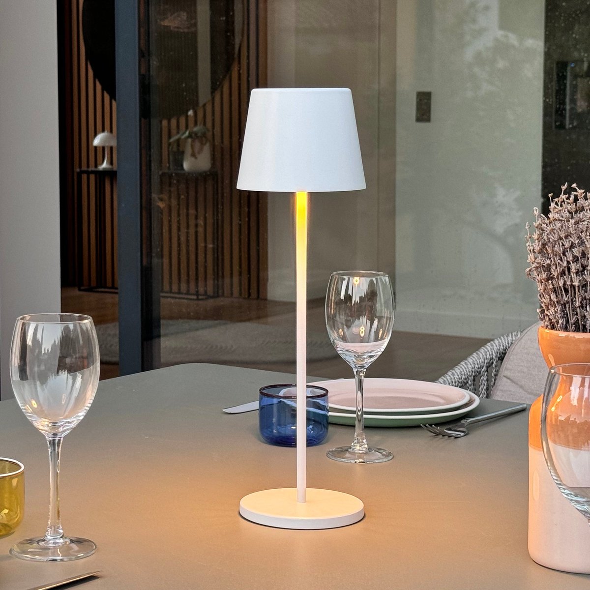 Lot de 6 Lampes de table avec socle 6x KELLY blanc, LUMISKY