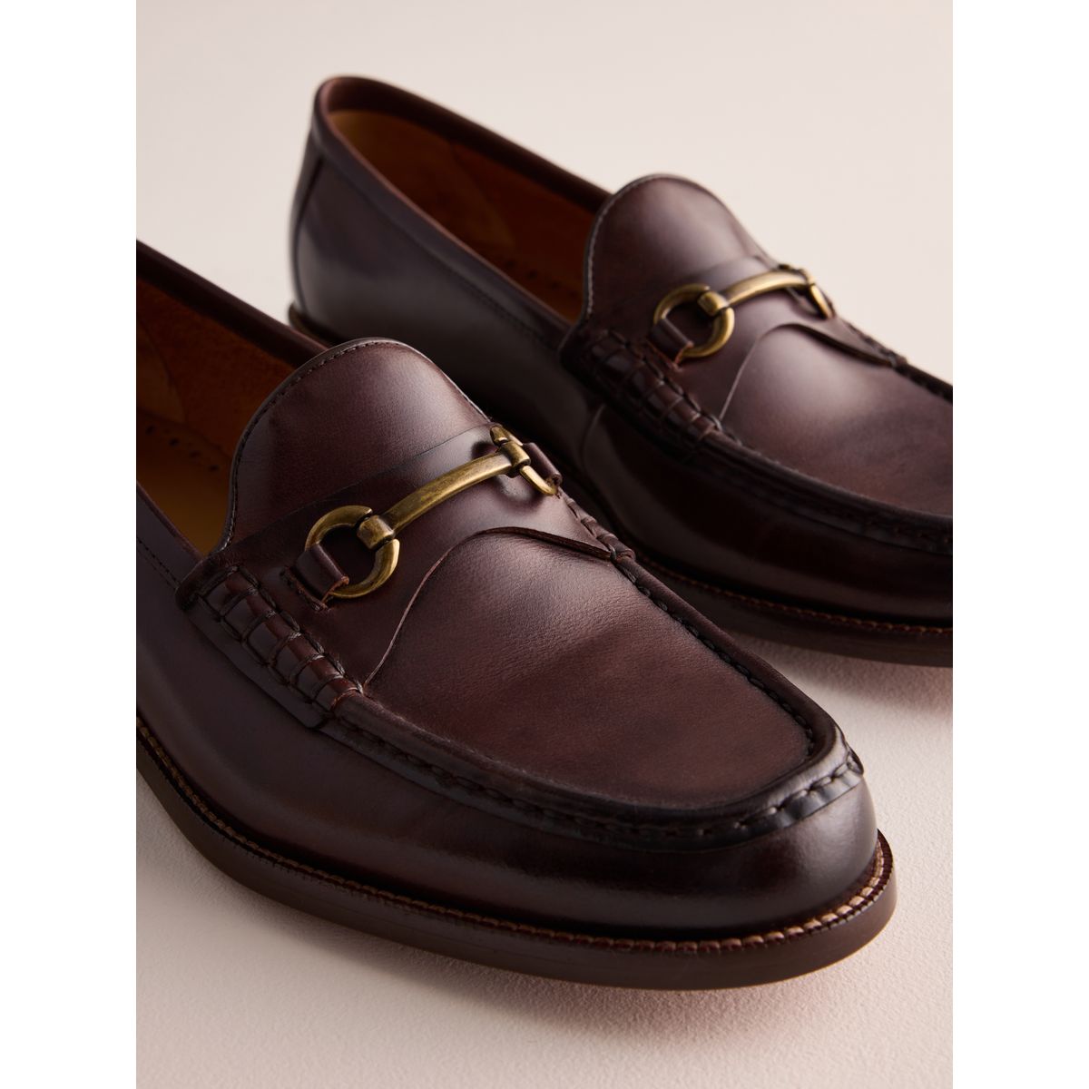 Mocassins à semelle en cuir et mors signature marron, NEXT