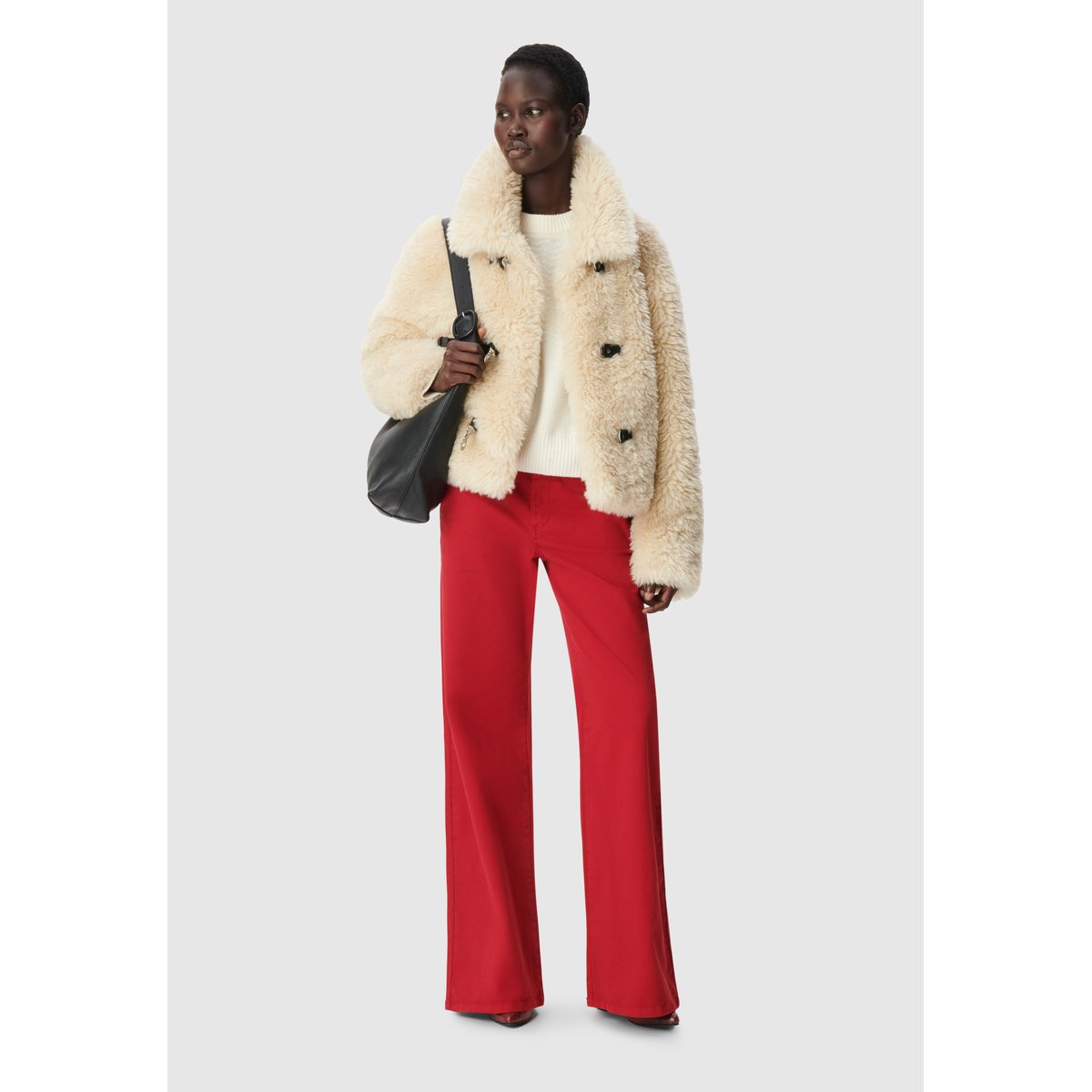 Manteau sherpa fermeture mousquetons blanc cassé, IKKS