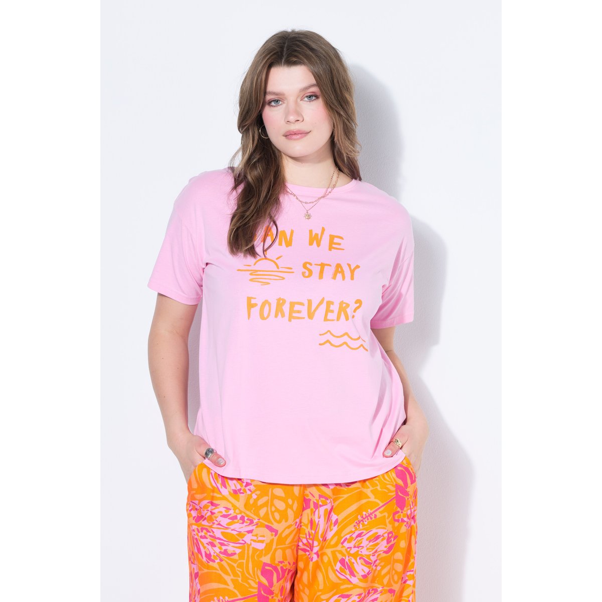 T-shirt oversize, motif et message rose pâle, STUDIO UNTOLD
