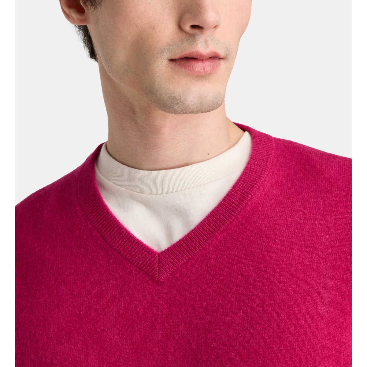 Pull droit nachve cachemire rose fuchsia, GALERIES LAFAYETTE