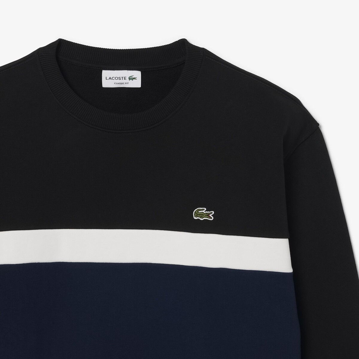 Sweatshirt molleton color-block noir-dy4, LACOSTE
