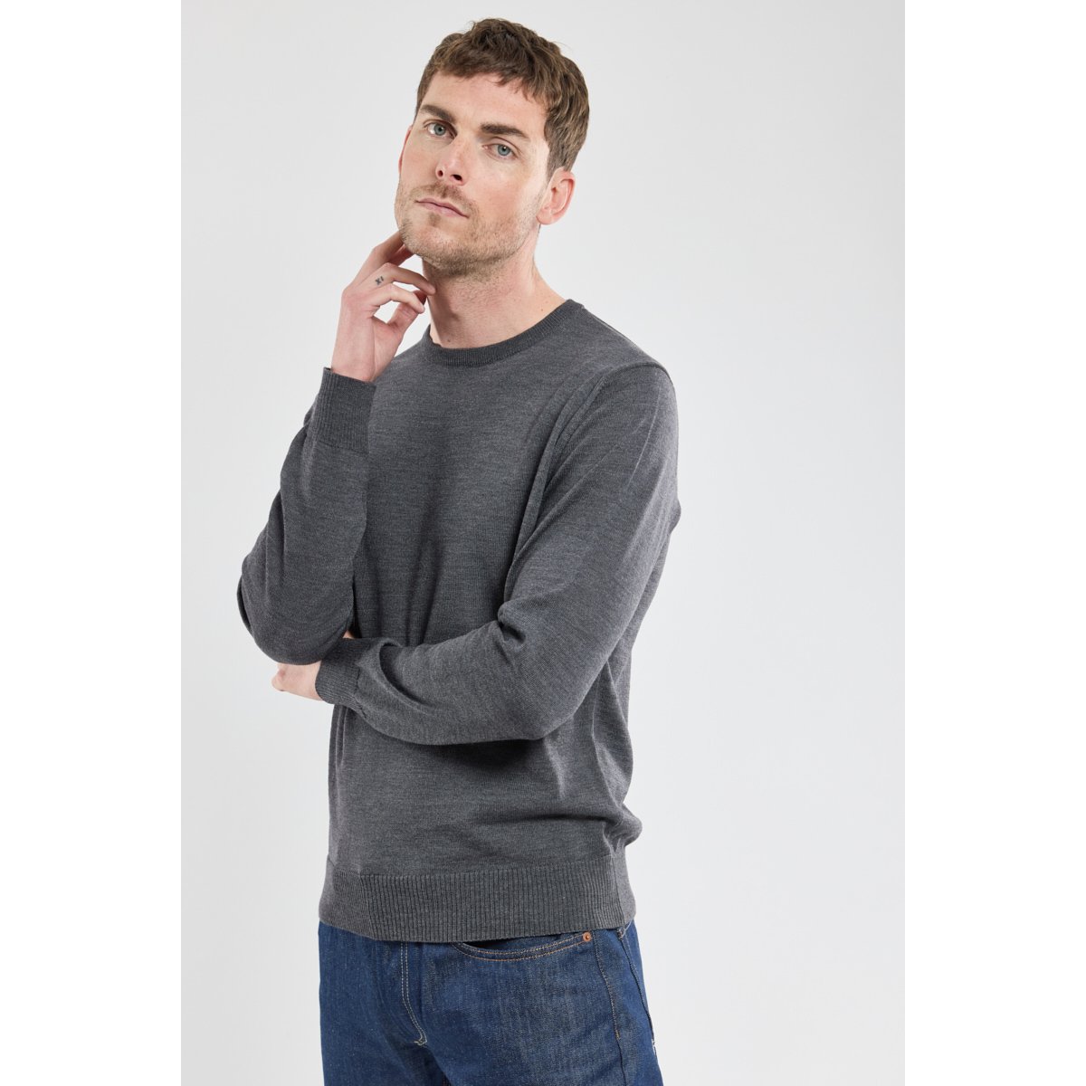 Pull uni Bérac en laine 182 anthracite, GUY DE BERAC