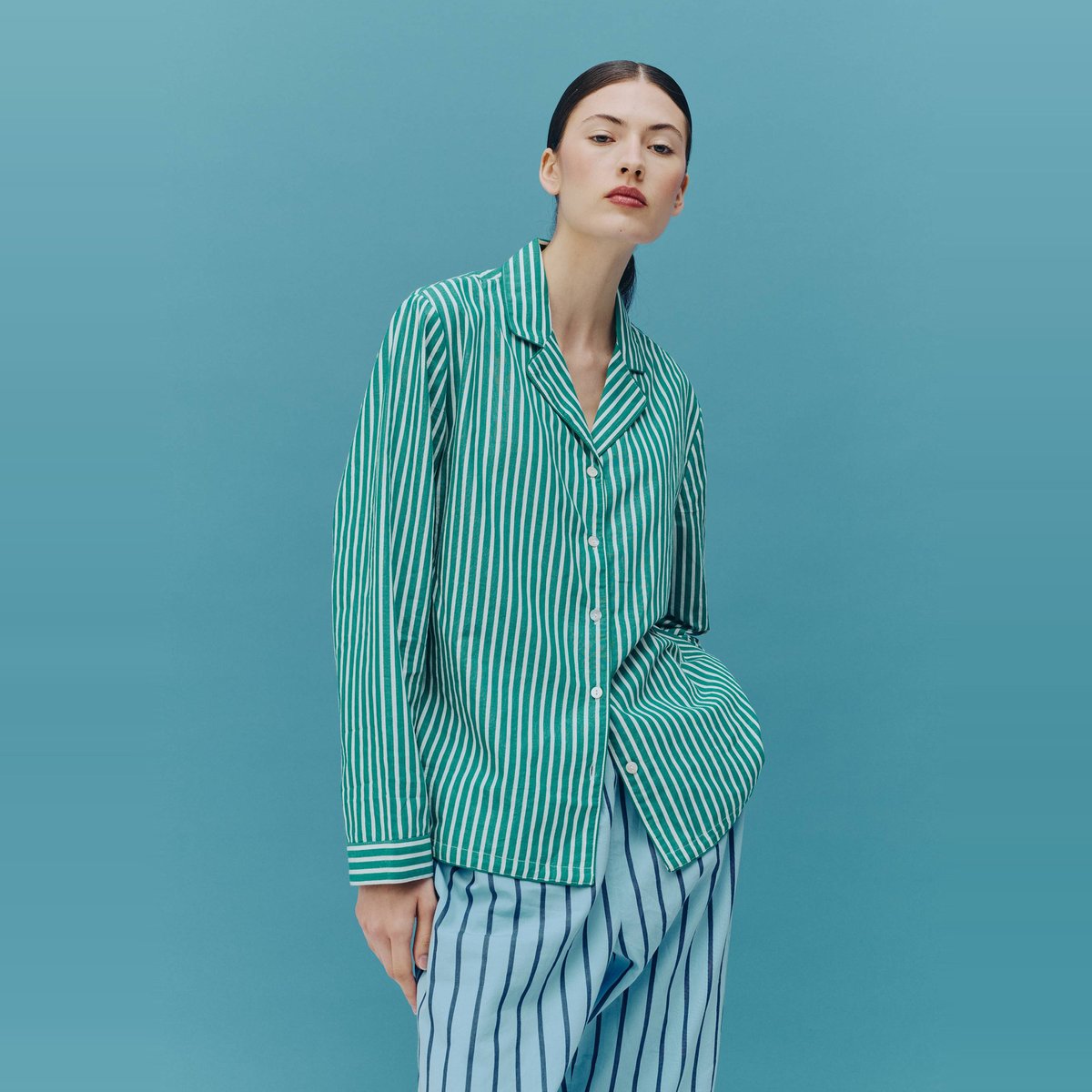 Chemise rayée en coton bio GOTS bocage, MONOPRIX