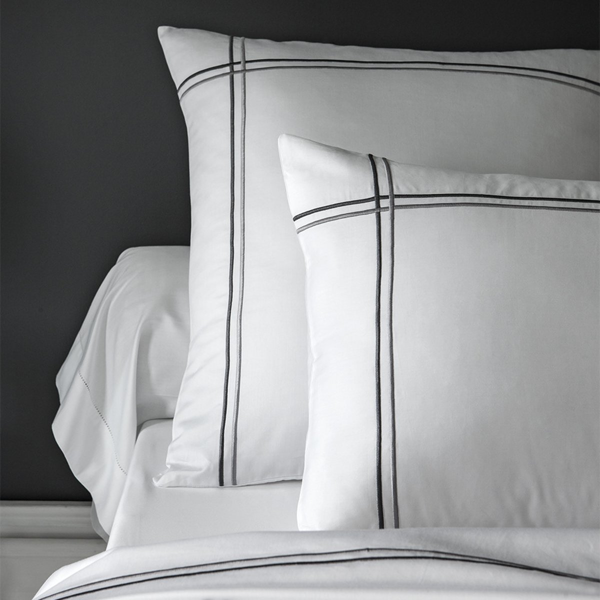 Housse de couette satin de coton PALAIS CHIC gris, GARNIER THIEBAUT