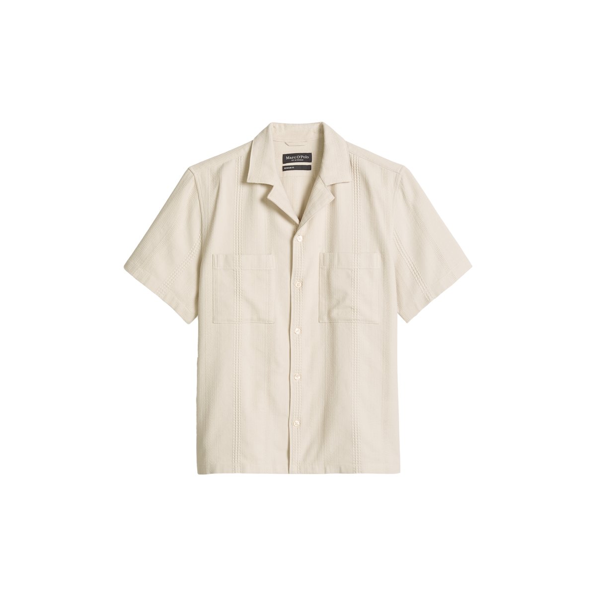 Chemise à manches courtes regular avec mélange de structures à rayures gris clair, MARC O'POLO