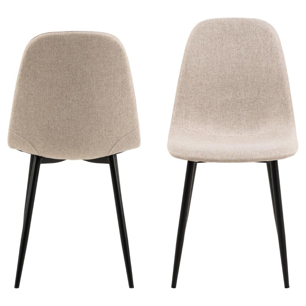 Lot de 4 chaises de salle à manger en tissu avec pieds en acier CLELIA beige, TOILINUX