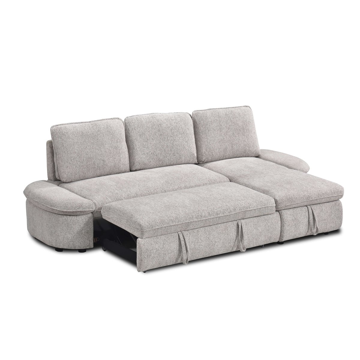 Canapé d'angle convertible tissu LORMA beige, BAÏTA