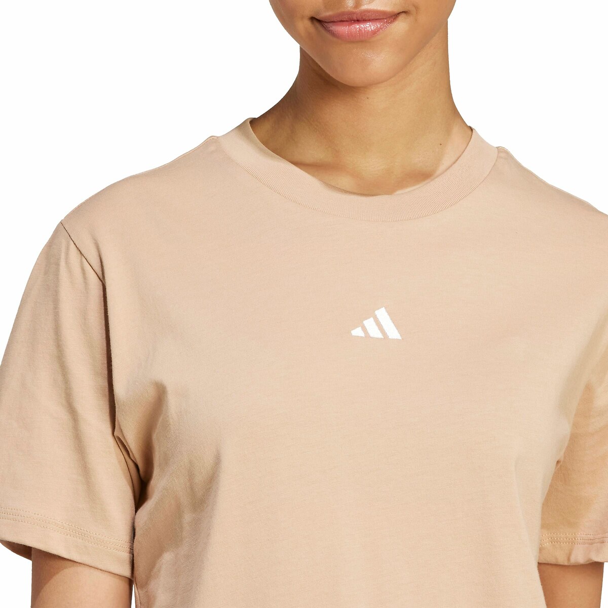 T-shirt Essentials con logo piccolo beige, ADIDAS SPORTSWEAR