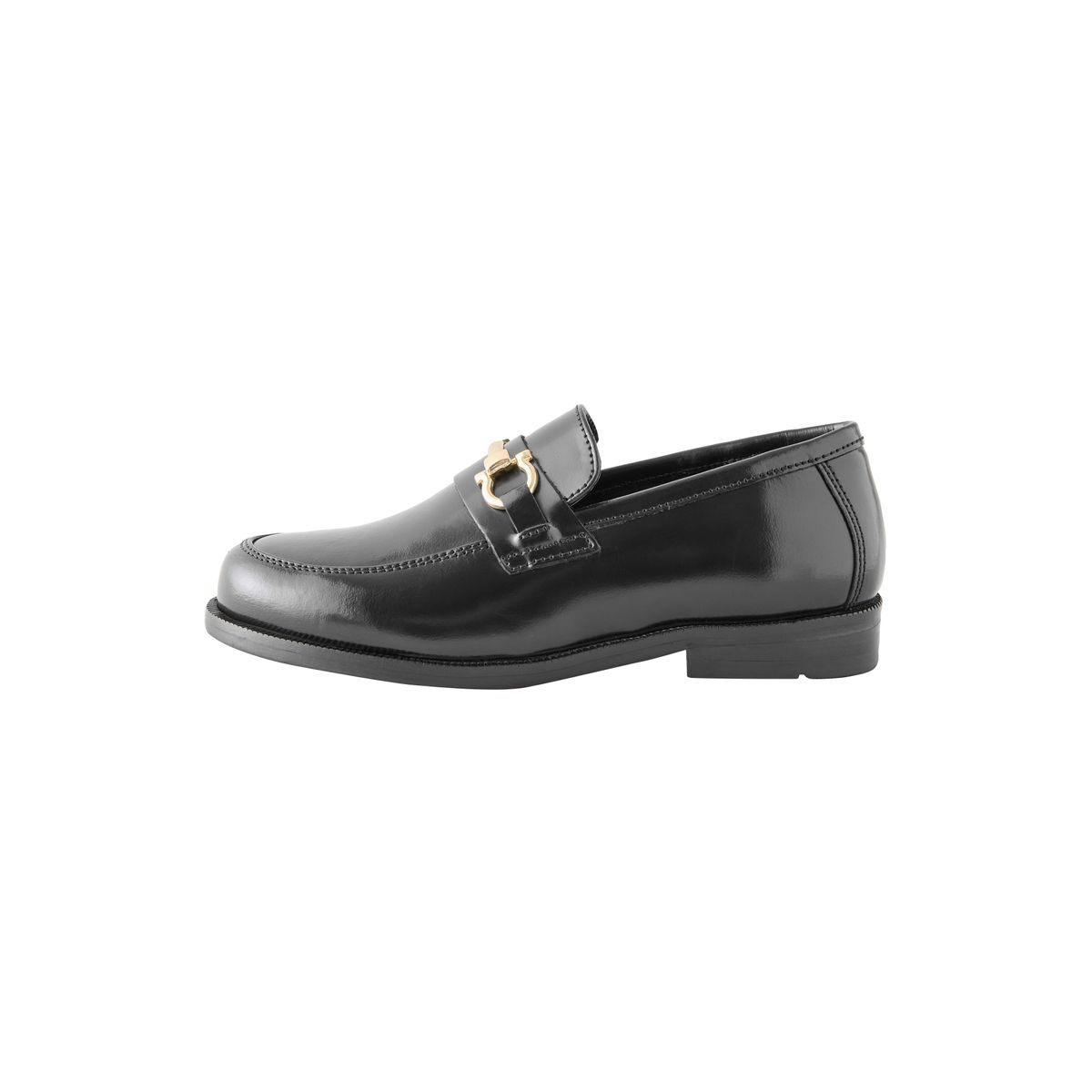 Mocassins en cuir noir avec quincaillerie dorée, NEXT