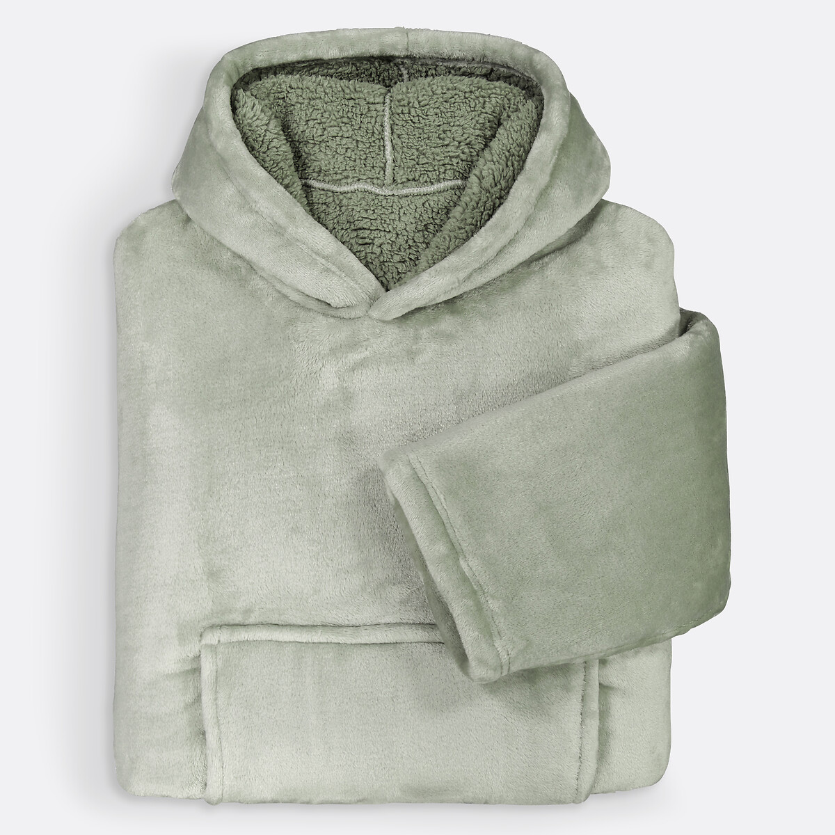 Plaid sweat polaire taille L/XL, Javi vert de gris, SO'HOME