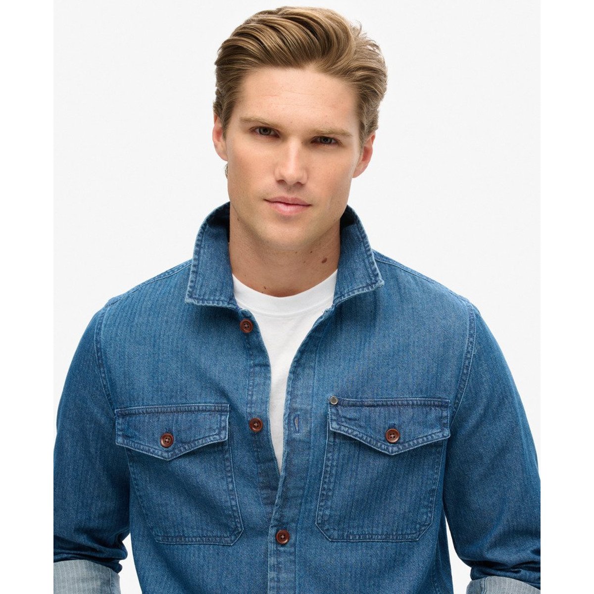 The Merchant Store - Surchemise indigo chevron indigo, SUPERDRY