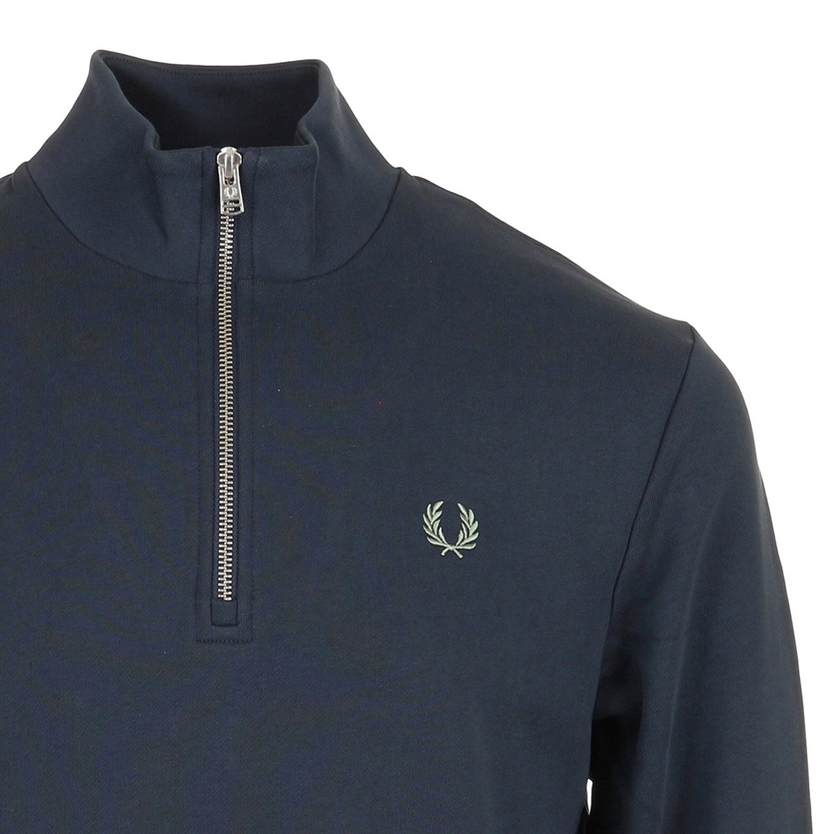 HALF ZIP SWEATSHIRT dark air force ecru seagrass, FRED PERRY