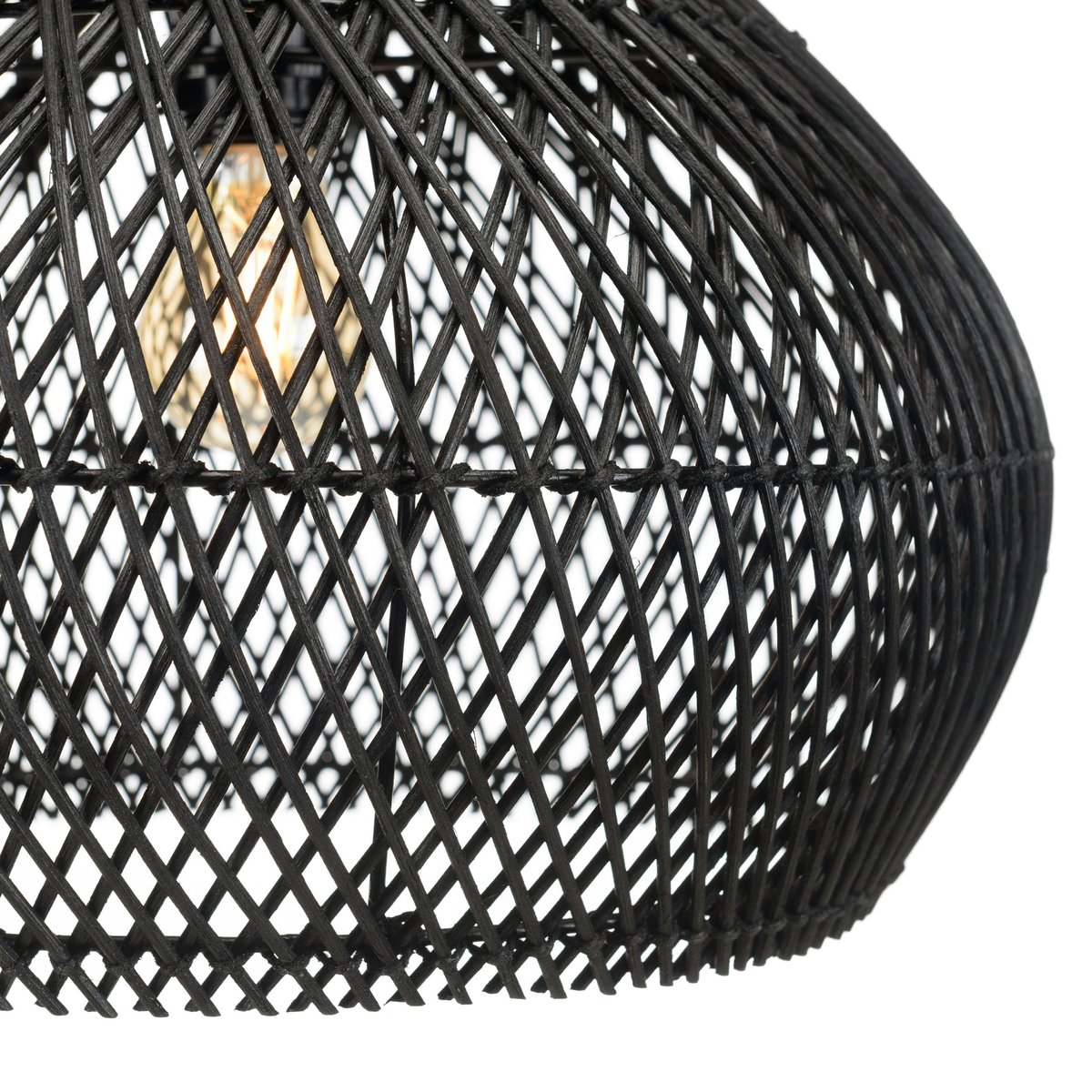 Suspension cloche en rotin FOLELLI noir, PIER IMPORT