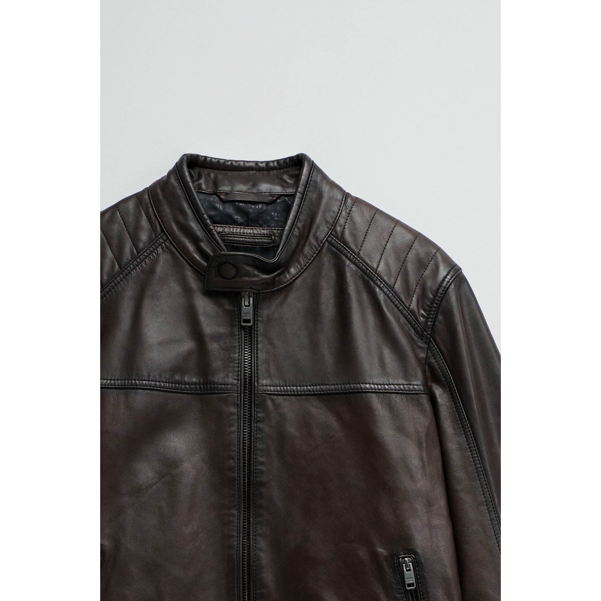 BLOUSON BIKER EN CUIR noir, SALSA JEANS