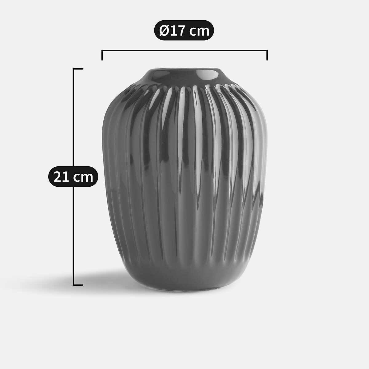 Vase strié en céramique H21 cm Estria rouge foncé, LA REDOUTE INTERIEURS