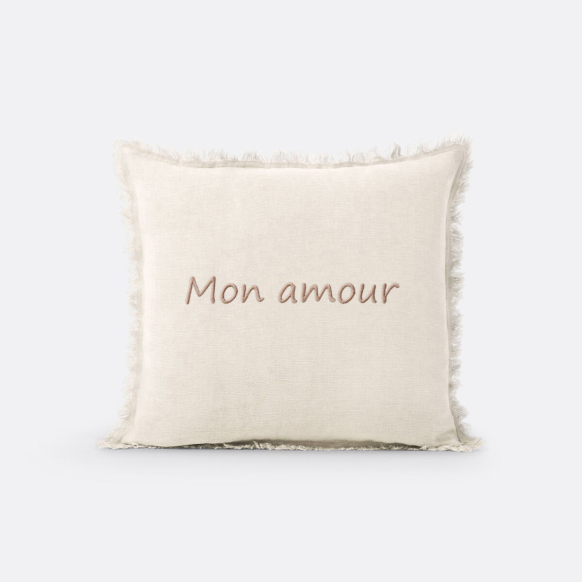 Housse coussin pur lin lavé personnalisée, Linange ecru, LA REDOUTE INTERIEURS