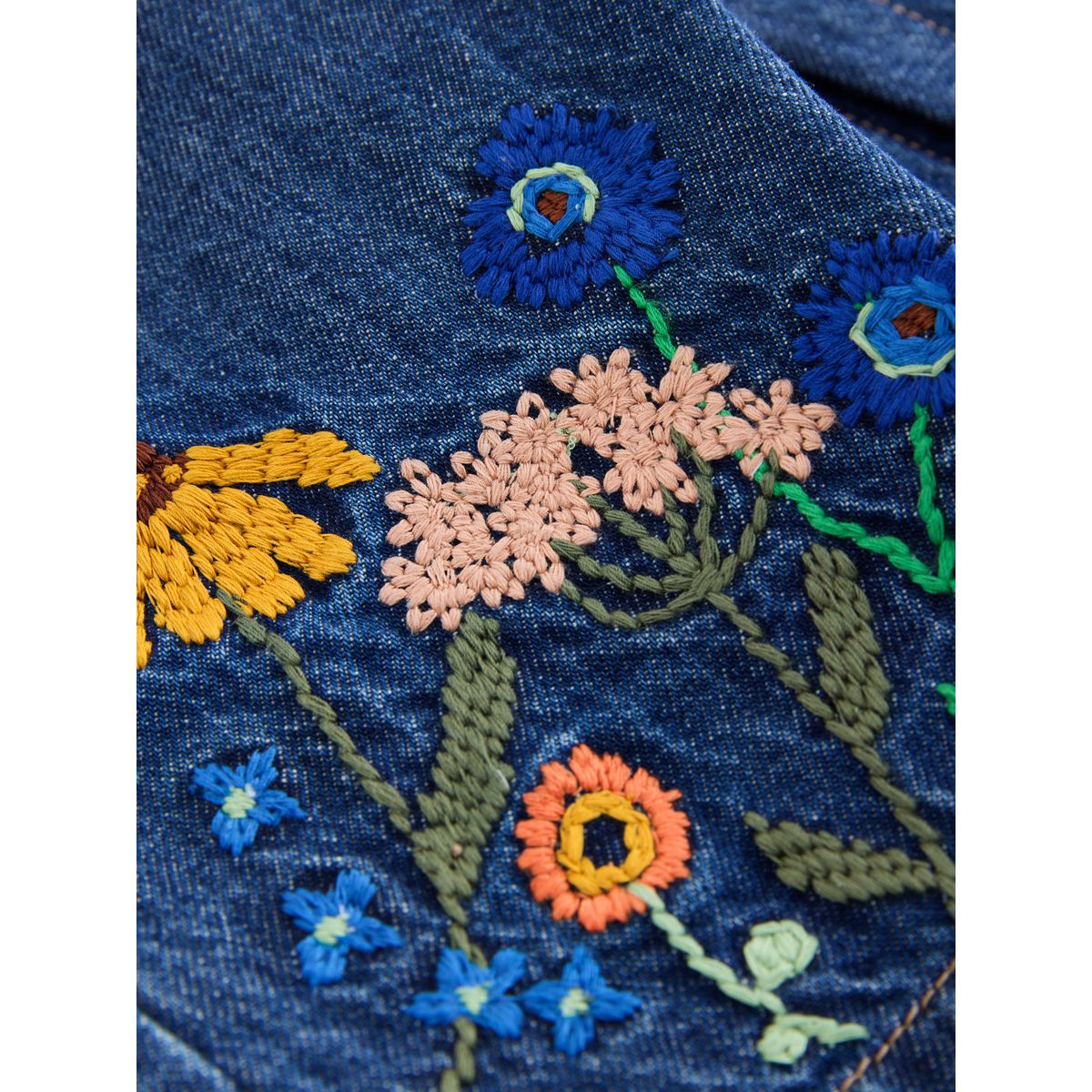 Ensemble salopette en jean broderie florale rose, NEXT