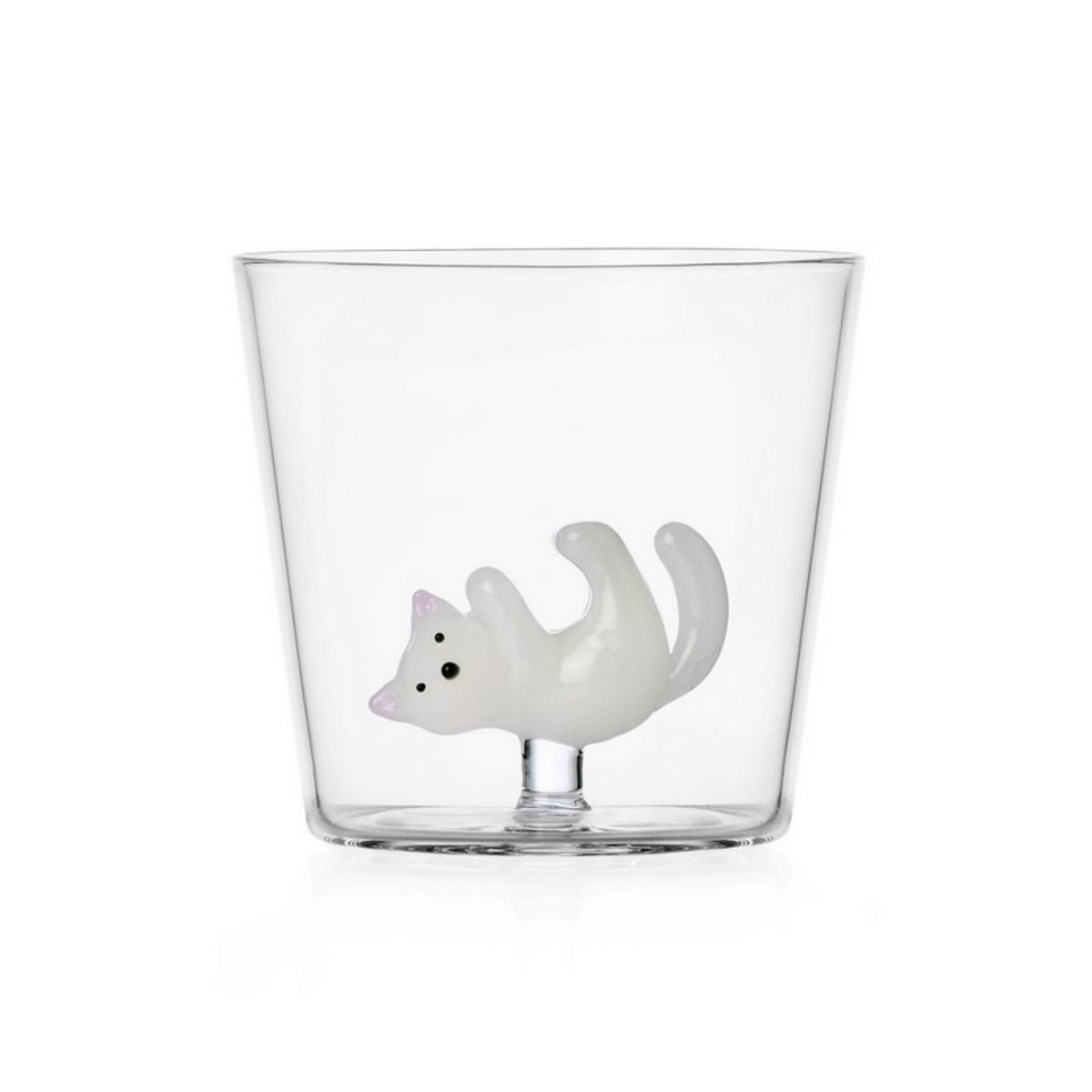 Verre à eau chat TABBY CAT white cat blanc, ICHENDORF