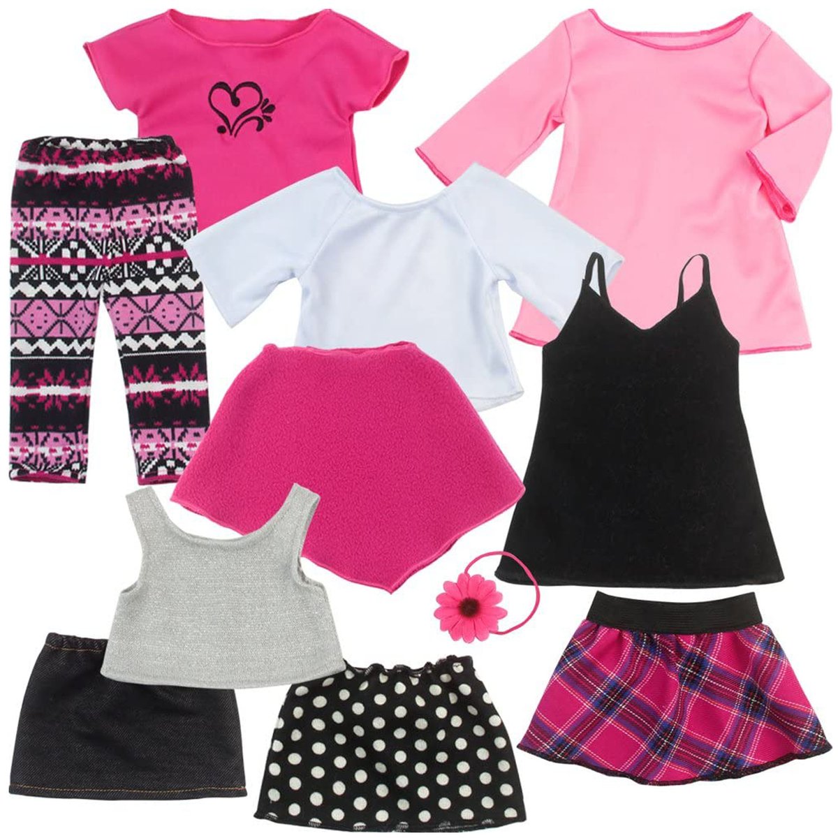 11 Pcs Vêtements Pour Poupée rose, TEAMSON KIDS