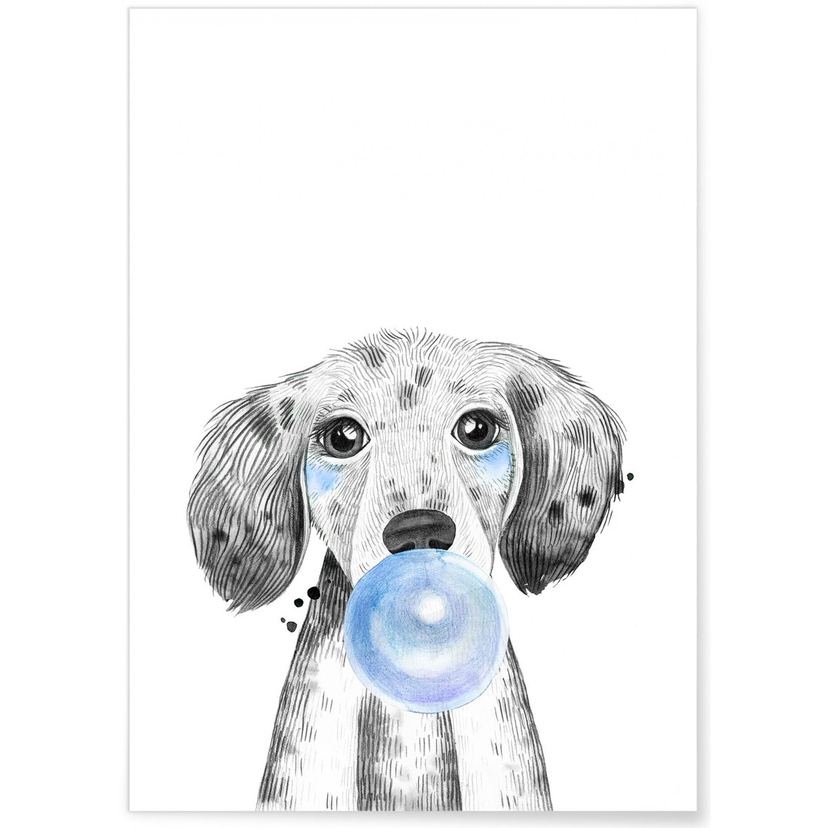 Poster Bulle de Chiot Bleue blanc, L'AFFICHERIE