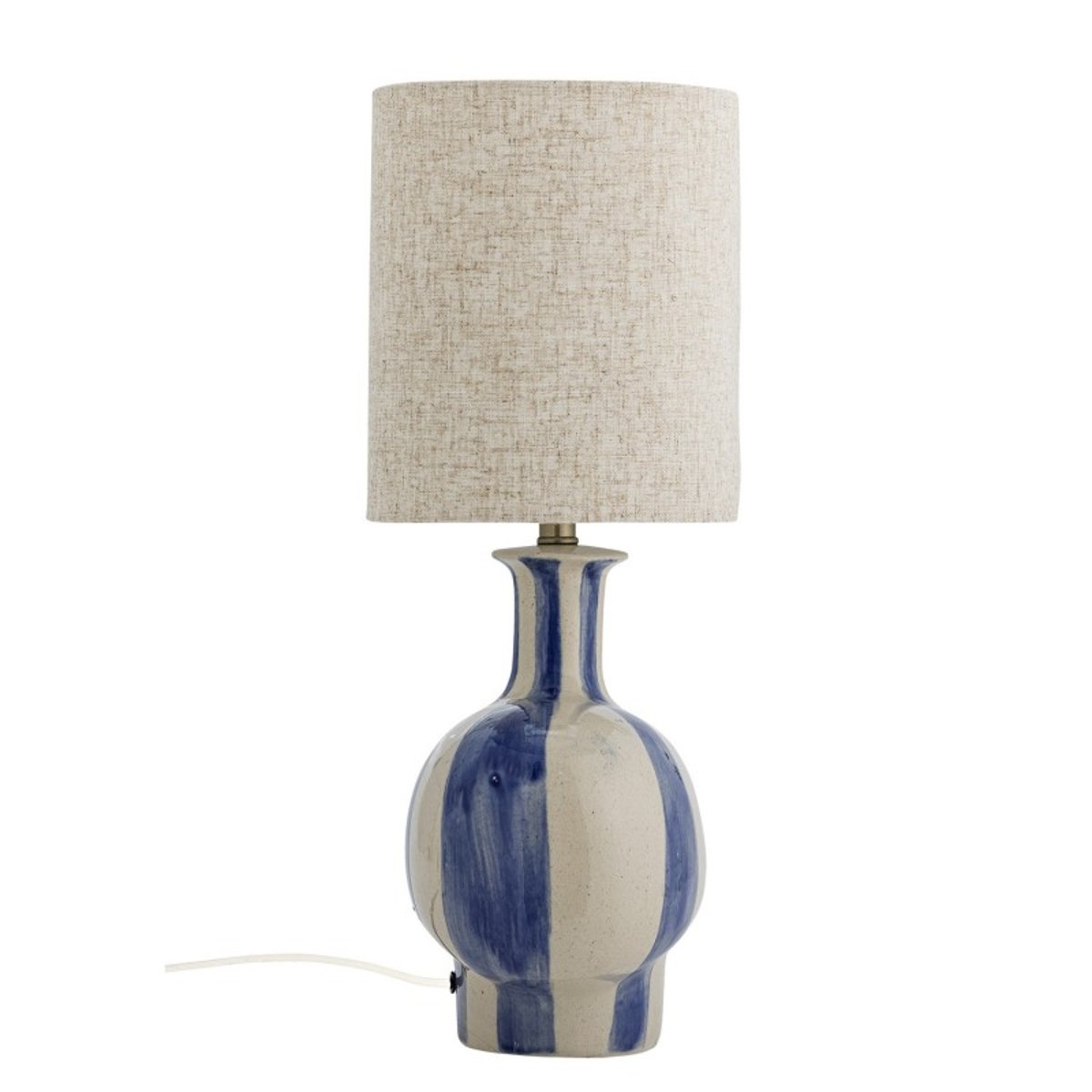 Lampe de table grès rayures ALIDA bleu, BLOOMINGVILLE