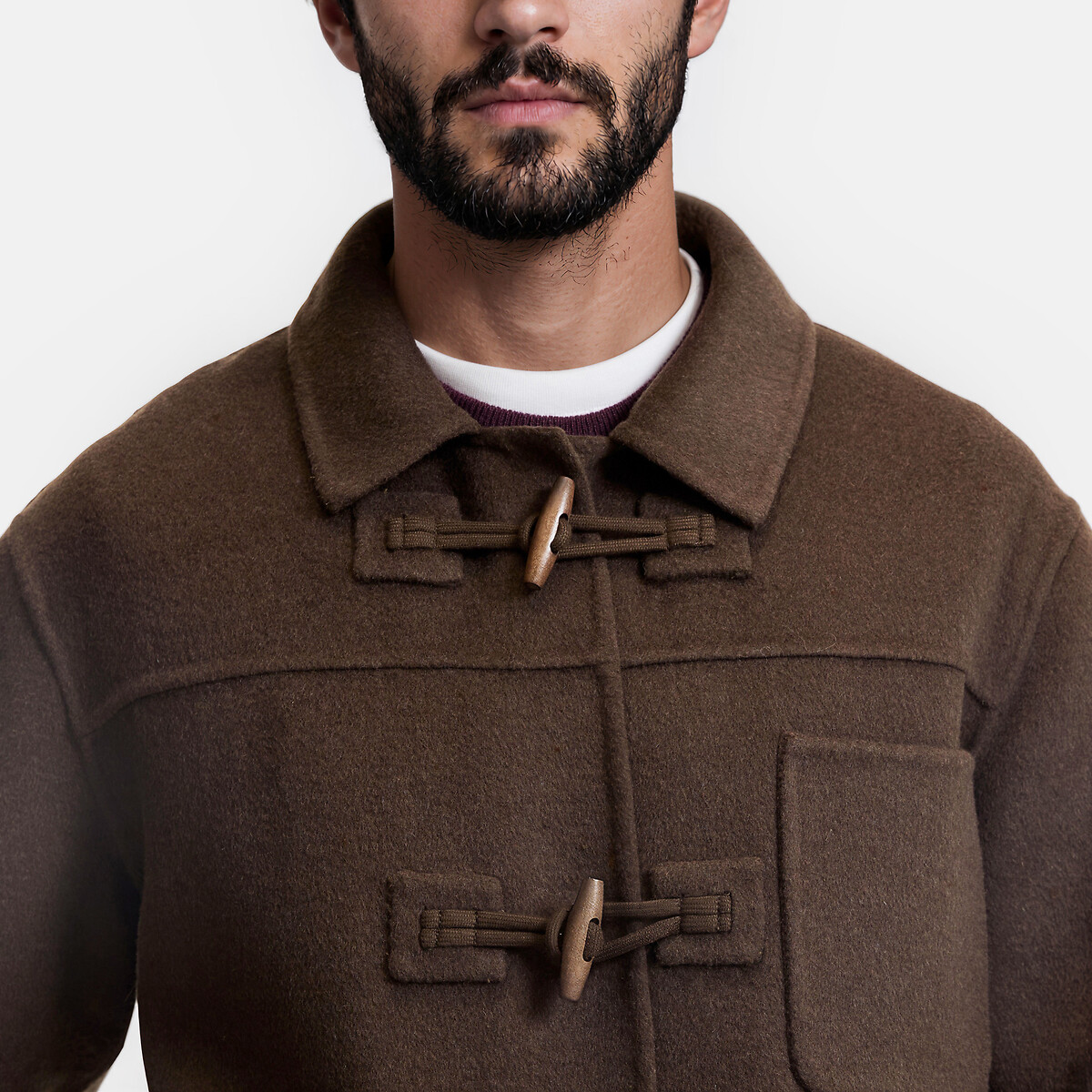 Manteau style duffle coat en laine majoritaire marron, LA REDOUTE COLLECTIONS