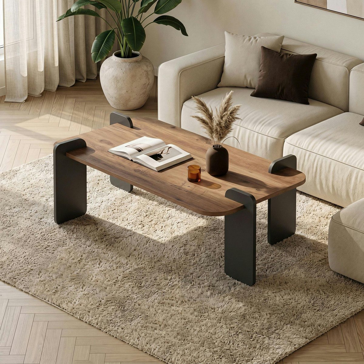 Table basse rectangulaire design en bois MARFA pin, PIER IMPORT