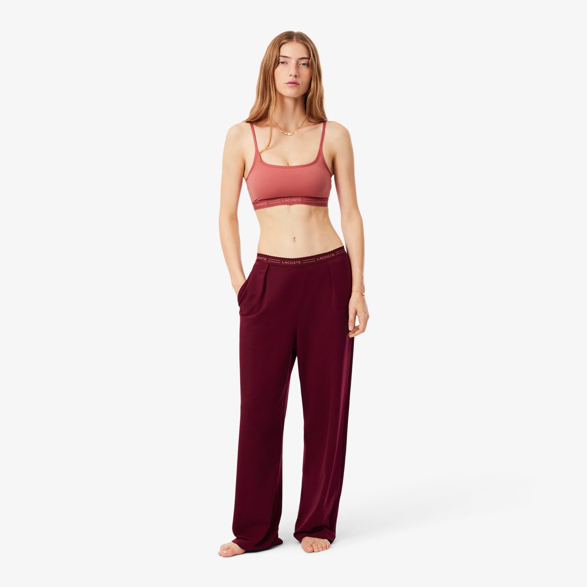 Pantalon d'intérieur molleton wide fit rouge-drd, LACOSTE