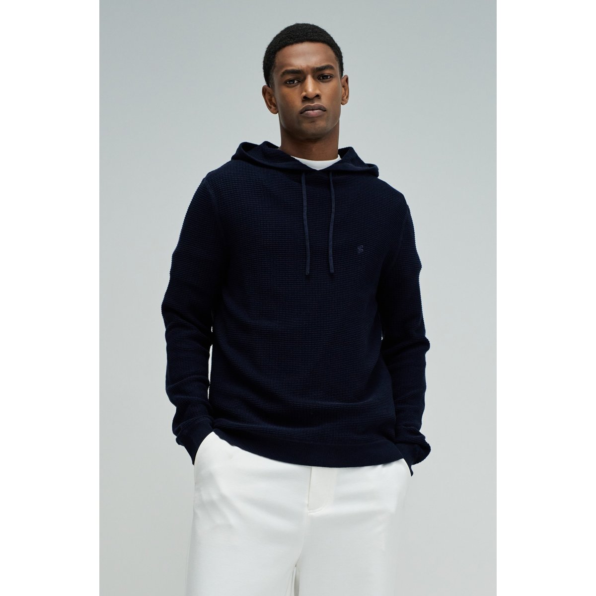 HOODIE EN MAILLE TEXTURÉE bleu, SALSA JEANS