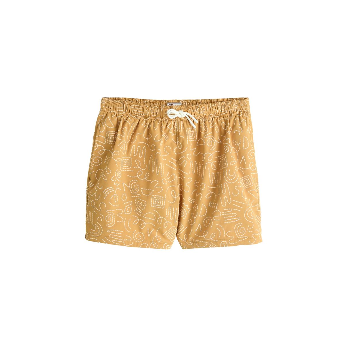 Short de bain 5 po à imprimé bouffant texturé jaune, NEXT
