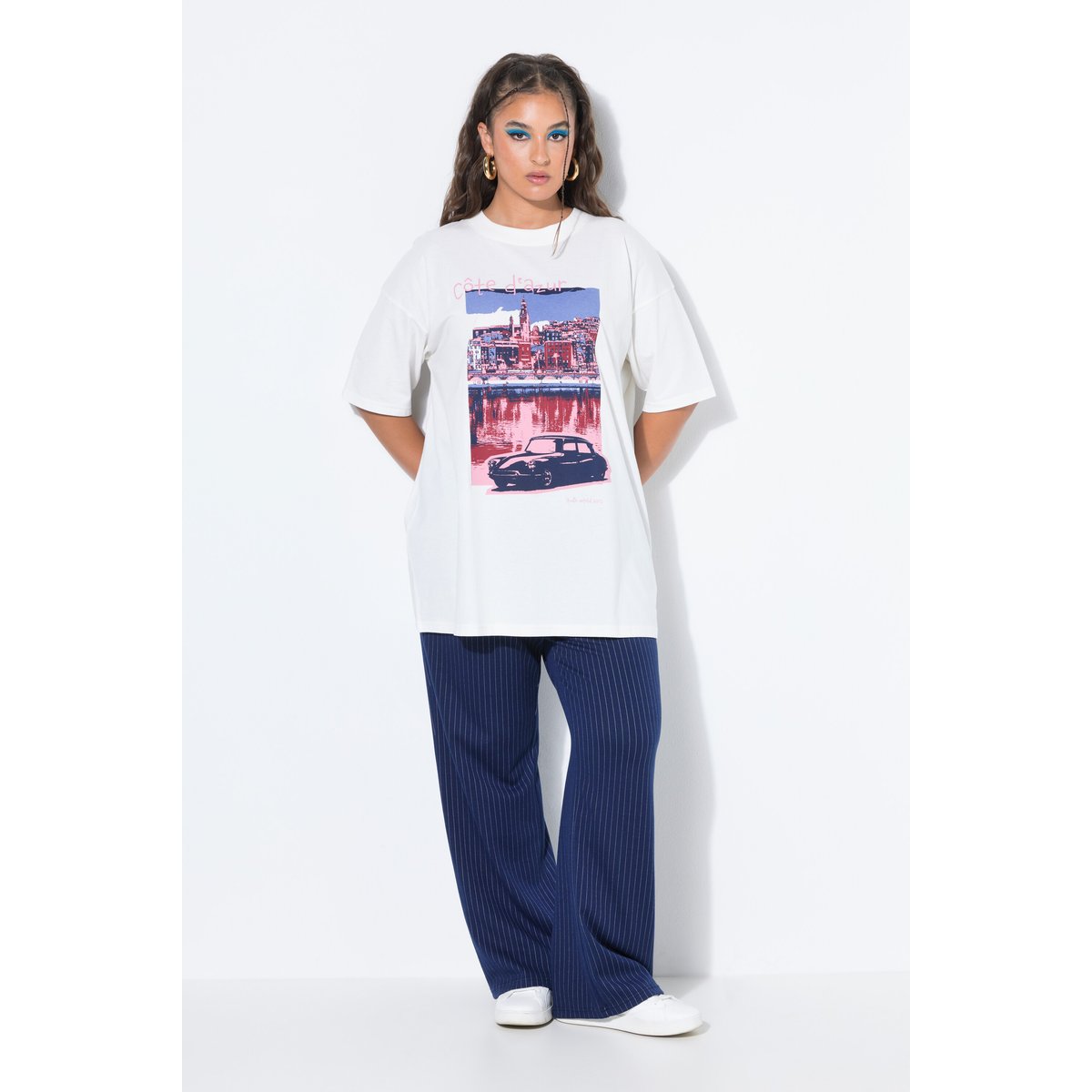 T-shirt oversize, imprimé Côte d'Azur blanc cassé, STUDIO UNTOLD