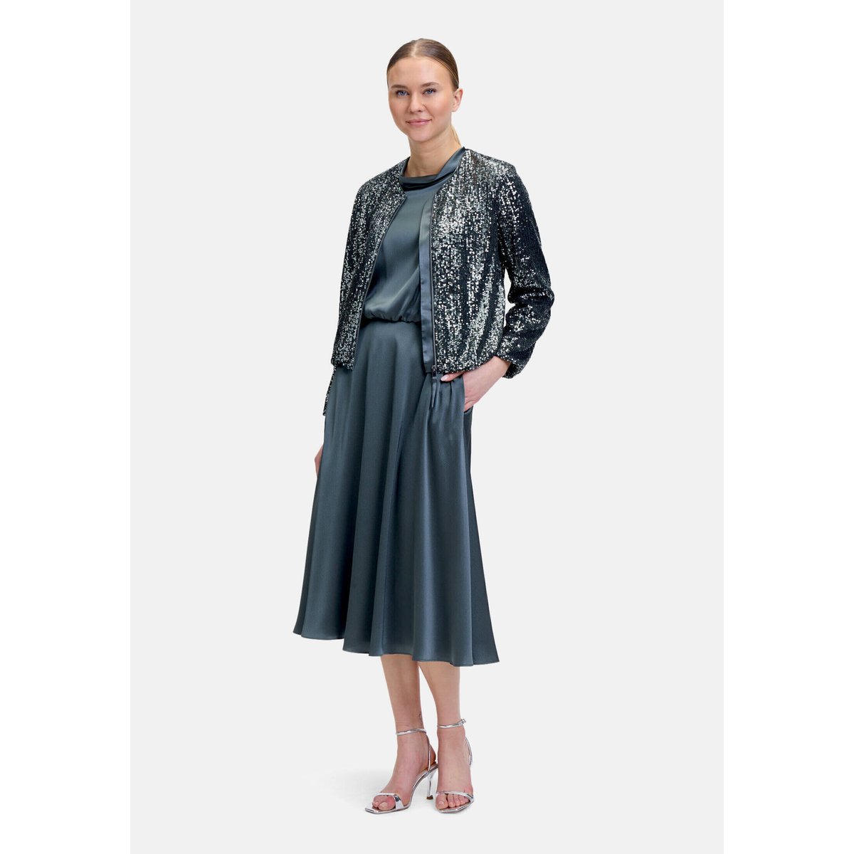 Blouson à paillettes grey olive, VERA MONT