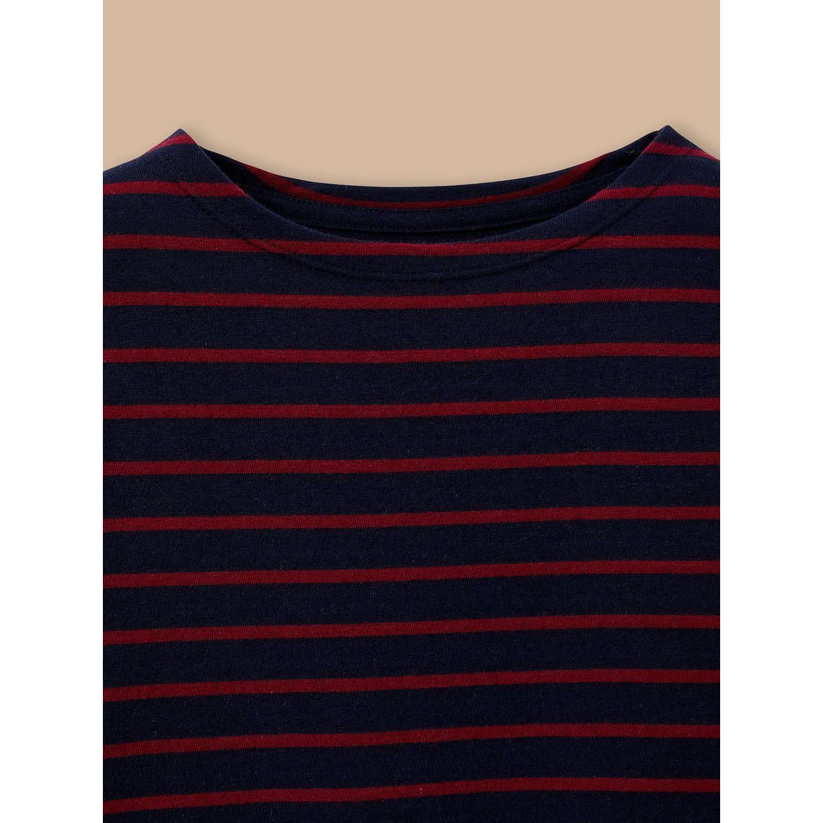 T-shirt marinière rayure bordeaux, CYRILLUS