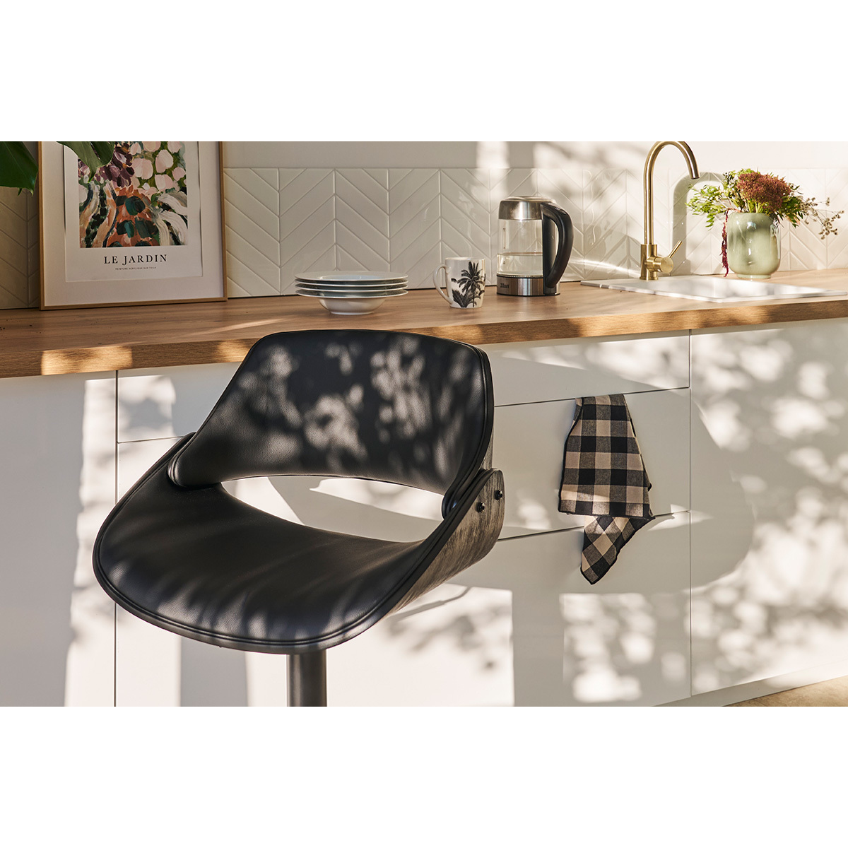Tabouret de bar design réglable pivotant 360° CLASH noir, MILIBOO