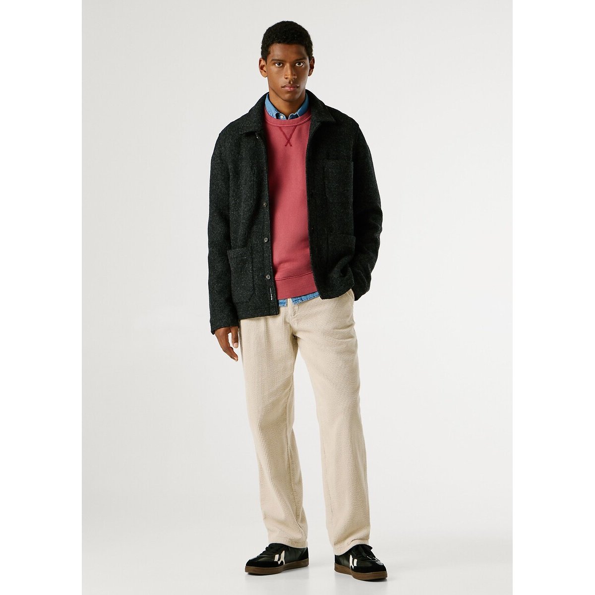 Veste en laine mélangée PATRICK gris anthracite, PEPE JEANS