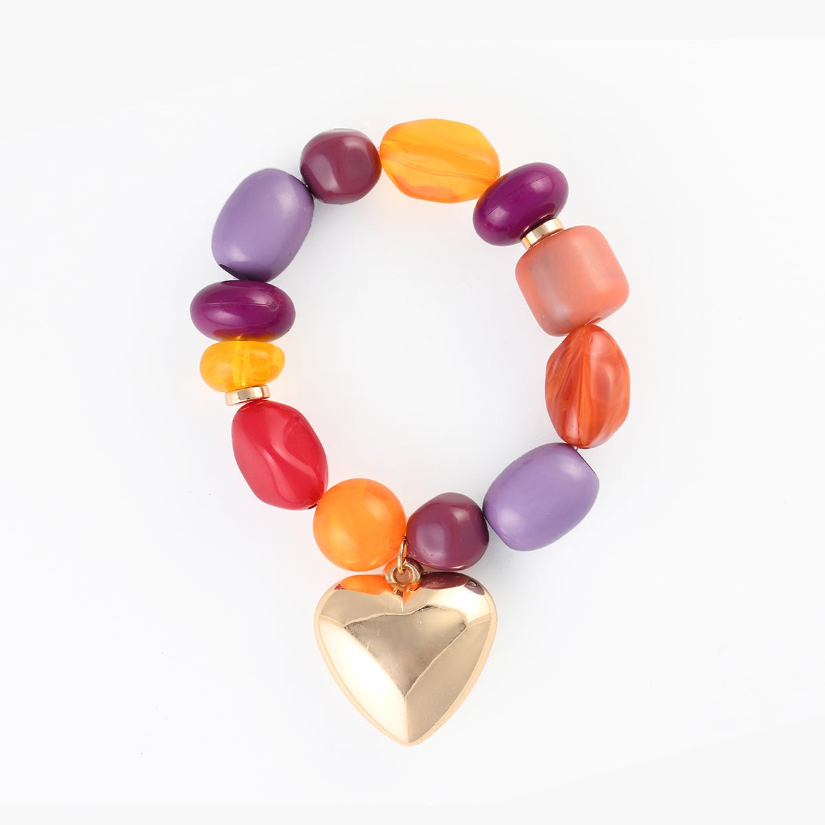 Bracelet perles multicolores pendentif cœur multicolore, BALABOOSTE