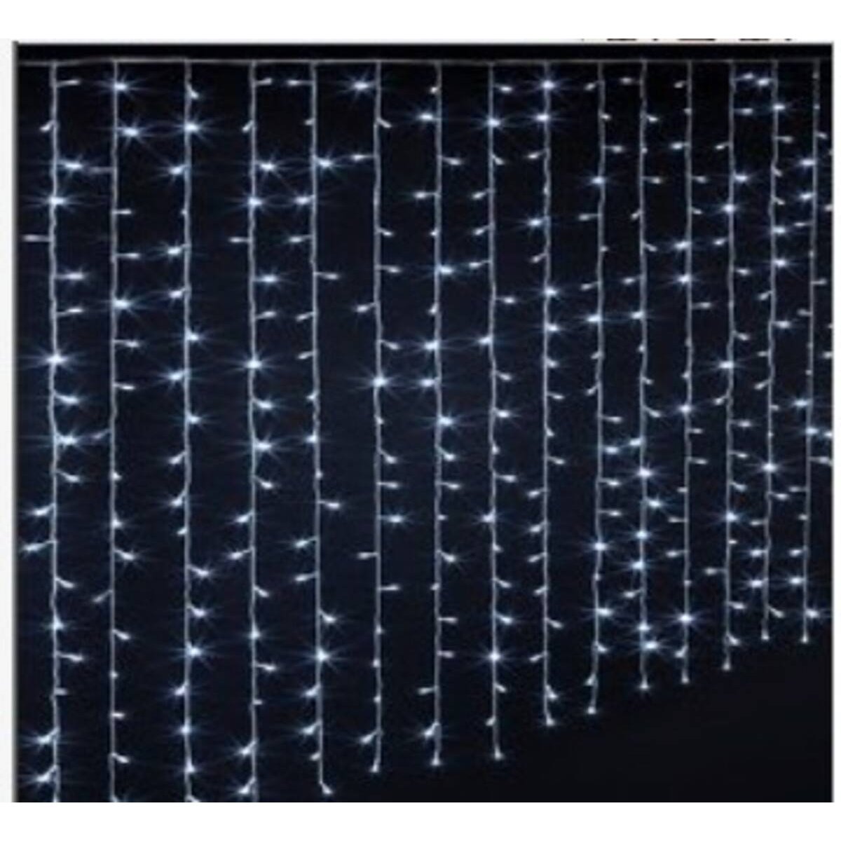 Rideau lumineux de façade d'extérieur 1 x 2 m 200 LED blanc froid et blanc chaud 8 fonctions avec télécommande sur secteur blanc froid chaud, ATMOSPHERA