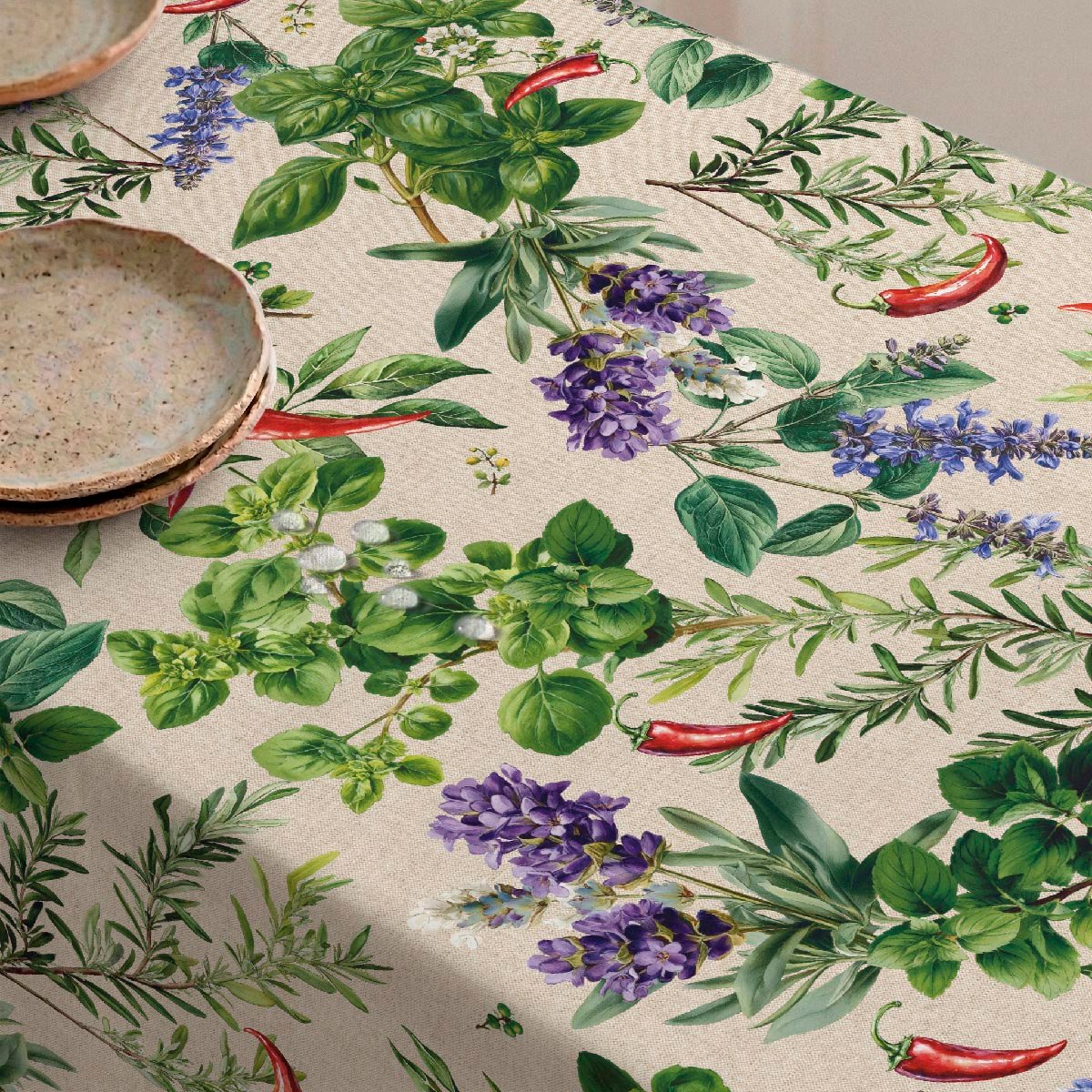Nappe anti-taches Herbs - 100% coton - vert, NAF NAF HOME