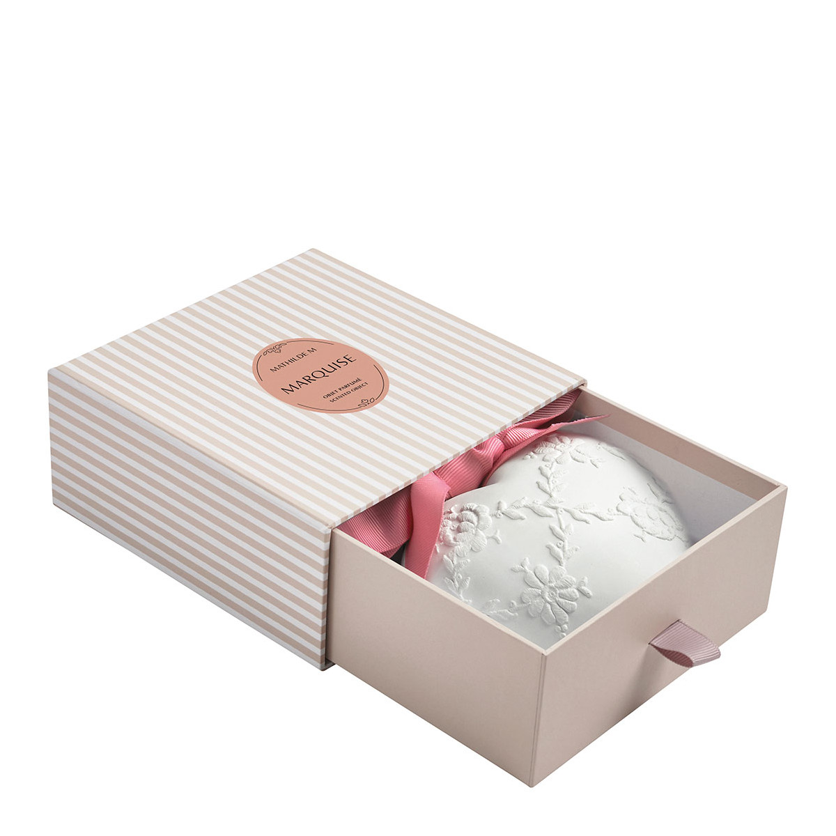 Grand Cœur parfumé brodé - Marquise blanc, MATHILDE M
