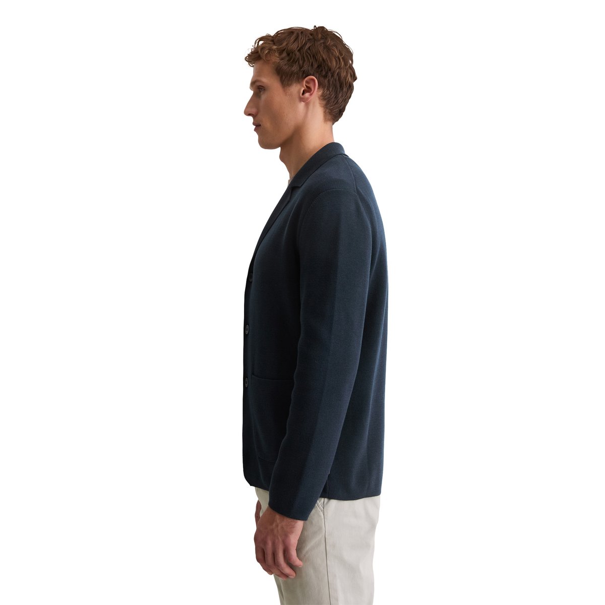 Veste tricotée DfC regular en coton bio bleu foncé, MARC O'POLO