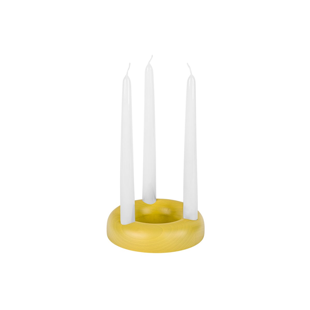 Bougeoir en bois de hêtre massif LUMS jaune citron, NOO.MA