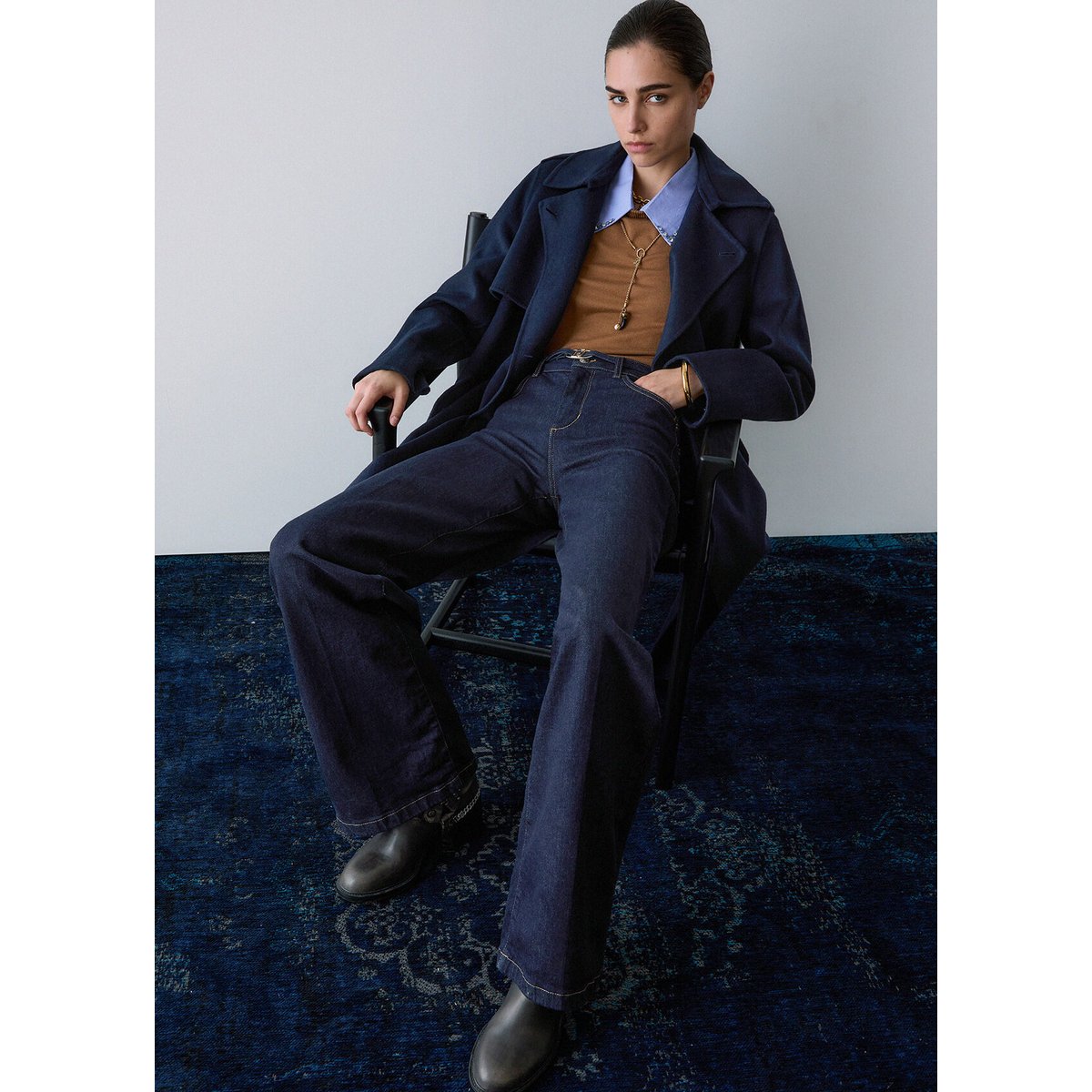 Jean évasé avec ceinture denim foncé, LIU JO